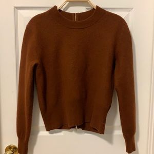 J.Crew Wool Back Zip Sweater in Deep Redwood